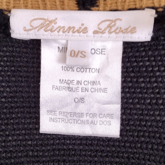 Minnie Rose Black Tan Geometric Poncho One Size Fits All - Picture 4 of 11